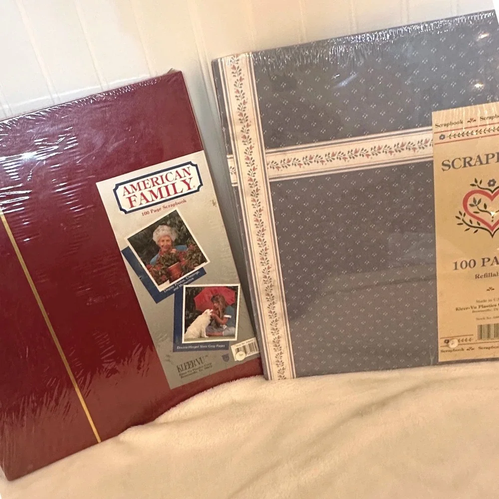 Kleer-Vu Scrapbook Set 2p 100 Pages Burgundy Blue Vintage NEW Sealed Cottagecore